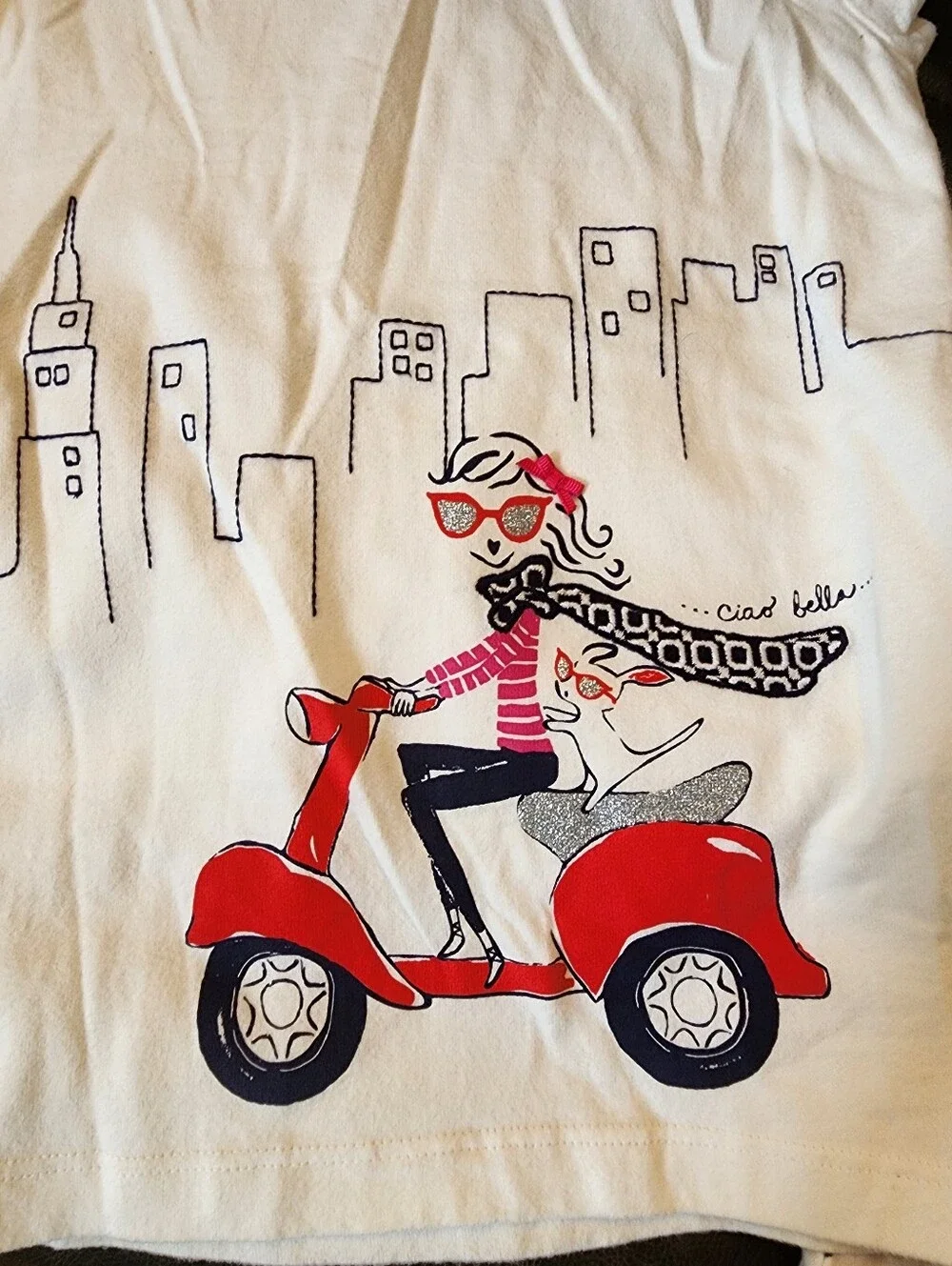 Rare Vintage Gymboree Ciao Bella / Ciao Puppy Scooter Set Shirt 7 / Leggings 6